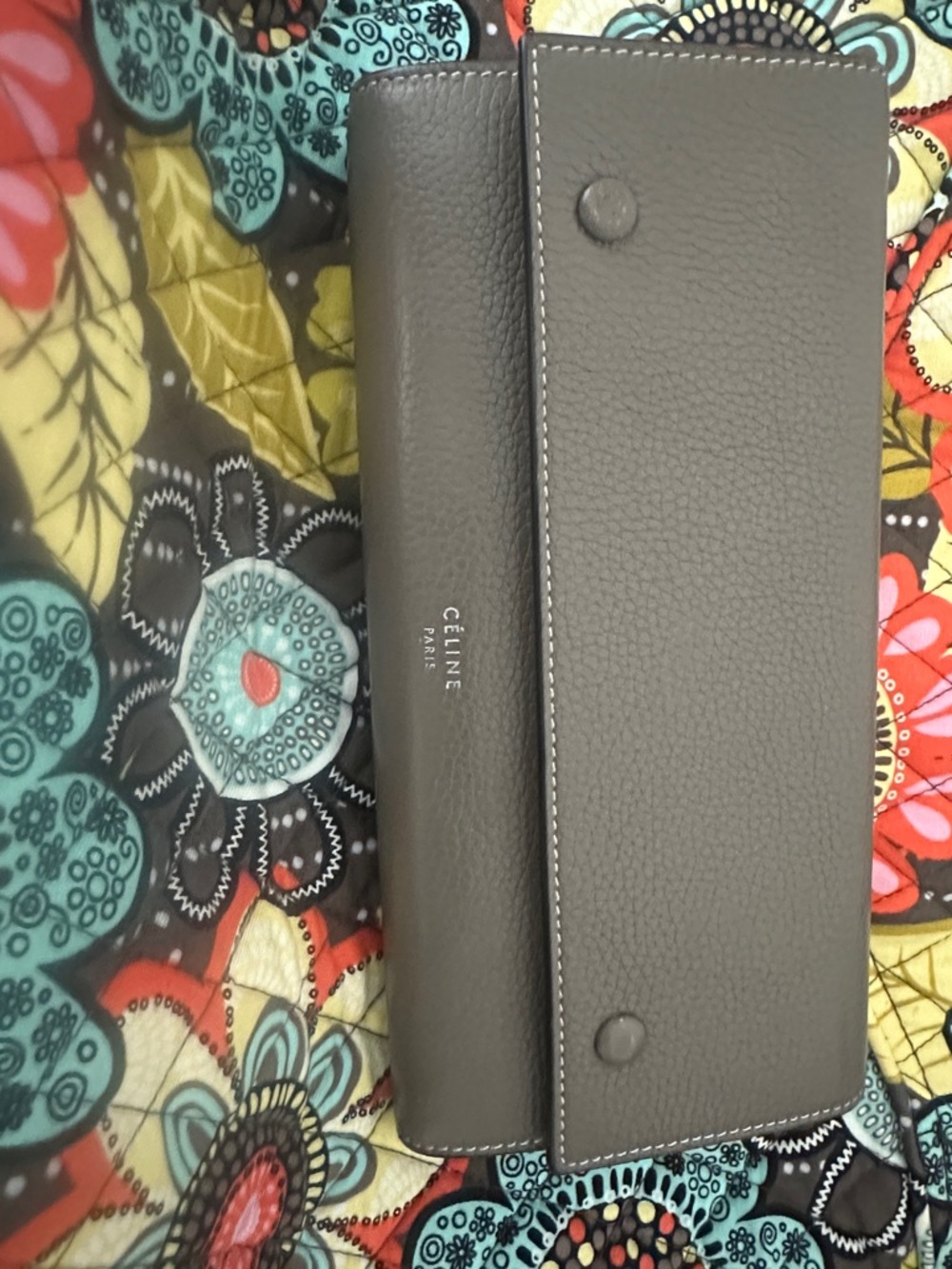 Celine Taupe Leather Long Flap Wallet